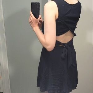 A-line Navy dress with back cutout